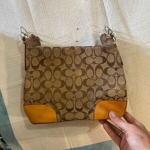 Coach Brown and Orange Signature Shoulder Bag